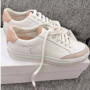 Women's White and Pink Sneakers